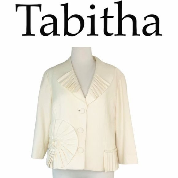 Anthropologie Jackets & Blazers - Tabitha Anthropologie Swing Jacket Pleated Flower Accent 3/4 Sleeves Womens 12
